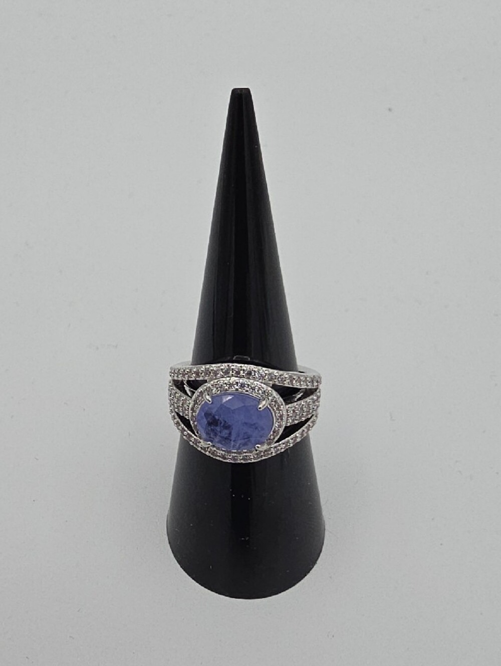 BP Lavender Oval Stone Halo Ring in Silver